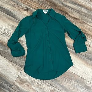 Express Slim Portofino Shirt in Green